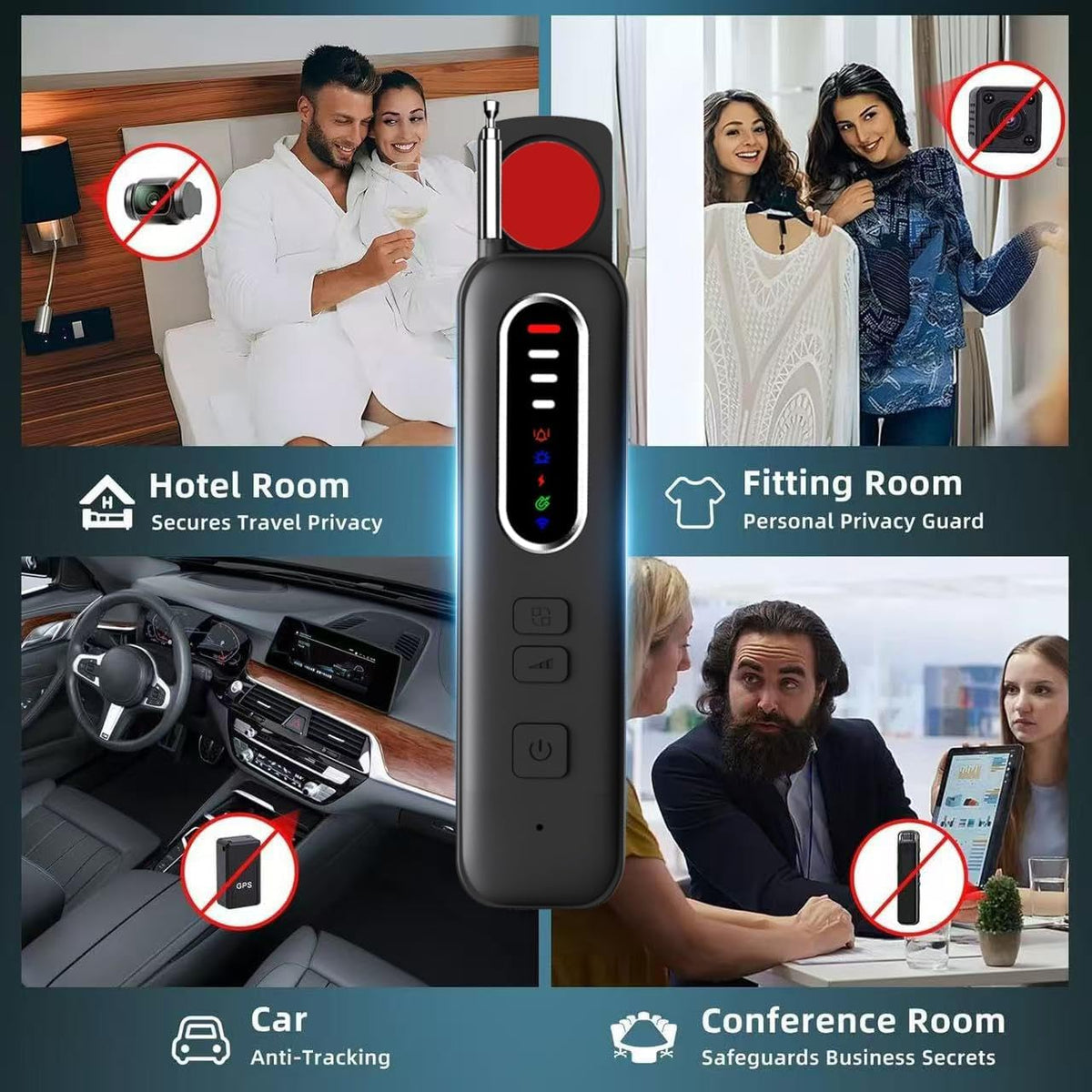 AI Powered 7 in 1 Hidden Camera Detectors,Anti Spy RF Signal Scanner, Infrared GPS Tracker Finder & Bug Detector&Camera Detector for Hotels, Bathrooms, Cars & Offices