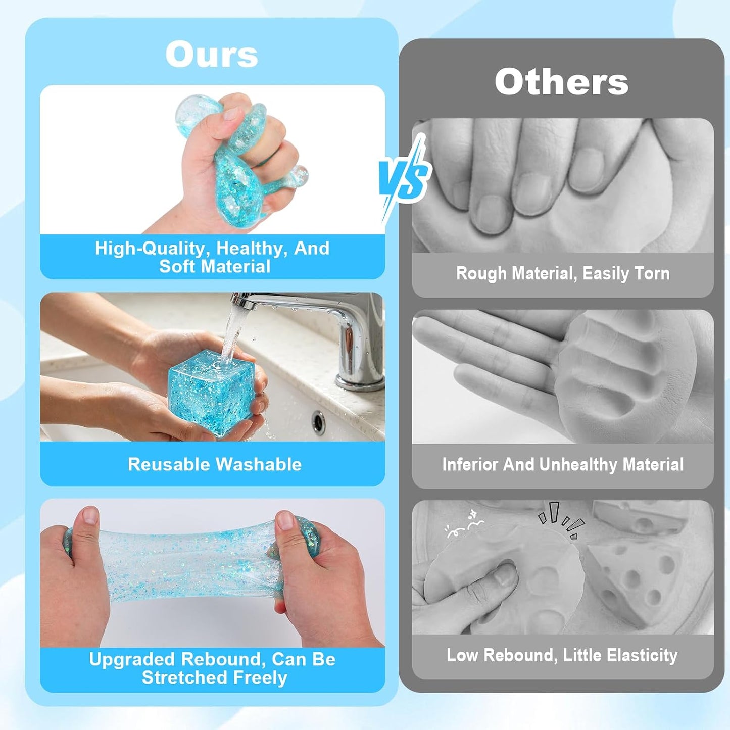 Nice Ice Cube Sensory Squeeze, Ice Cube Squishy Stress Balls for Adults Slow Rise Squishies with Solid Squish Soft Fidgets Malt Sugar Squishy for Anxiety Relief Focus