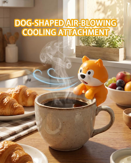Clip-On Mini Fan for Cup & Bowl – Dog-Shaped Air-Blowing Cooling Attachment