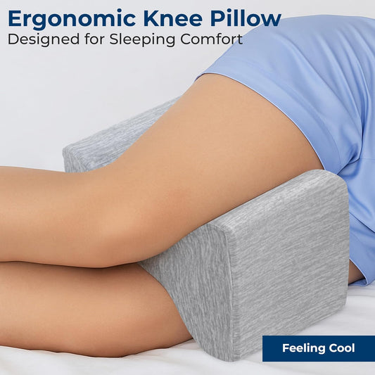 5 STARS UNITED Knee Pillow for Side Sleepers - Hip Pain Relief, Memory Foam Leg Cushion for Side Sleeping - Between Legs Pillow for Sciatica & Lower Back Pain, White