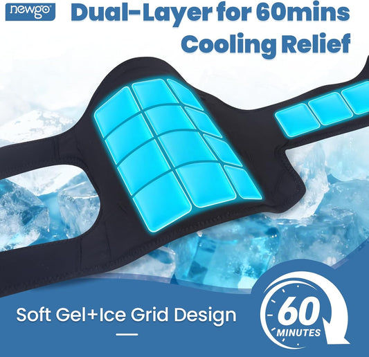 NEWGO 360° Knee Ice Wrap, 60-Min Cold Therapy with Ice Grid