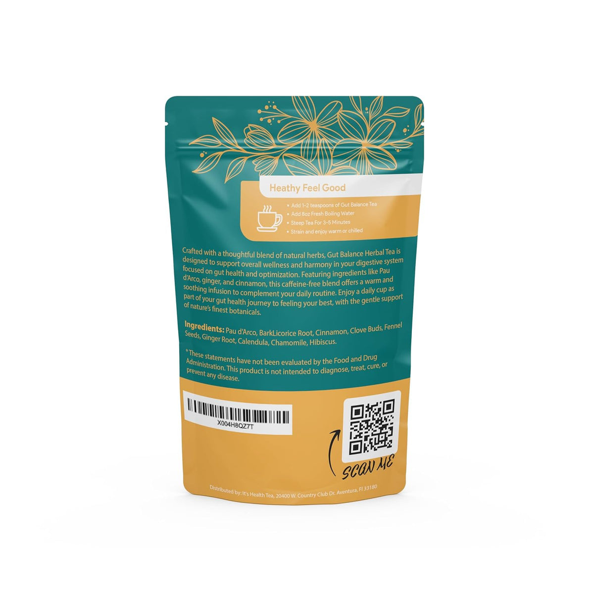 Gut Balance Herbal Tea – Supports Overall Gut Microbiome Health & Occasional Bloating Support | After-Meal Digestive Comfort | Enjoy Hot or Iced | Caffeine-Free Loose Leaf Botanical Blend (35 Unbleached Tea Bags Included)*