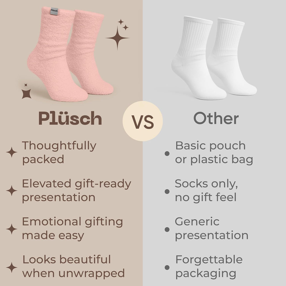 Plüsch Gift for Women – Ultra-Soft Cozy Cloud Socks in Kraft Envelope – Thoughtful Self-Care, Unique Birthday Gifts for Women