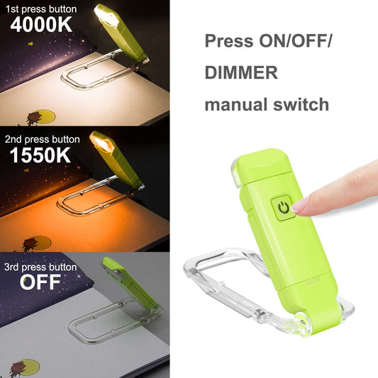 BIGLIGHT Amber Book Reading Light, LED Clip on Book Lights, Reading Lights for Books in Bed, Small Book Light for Kids, USB Rechargeable, 2 Brightness Adjustable for Eye Protection, Orange