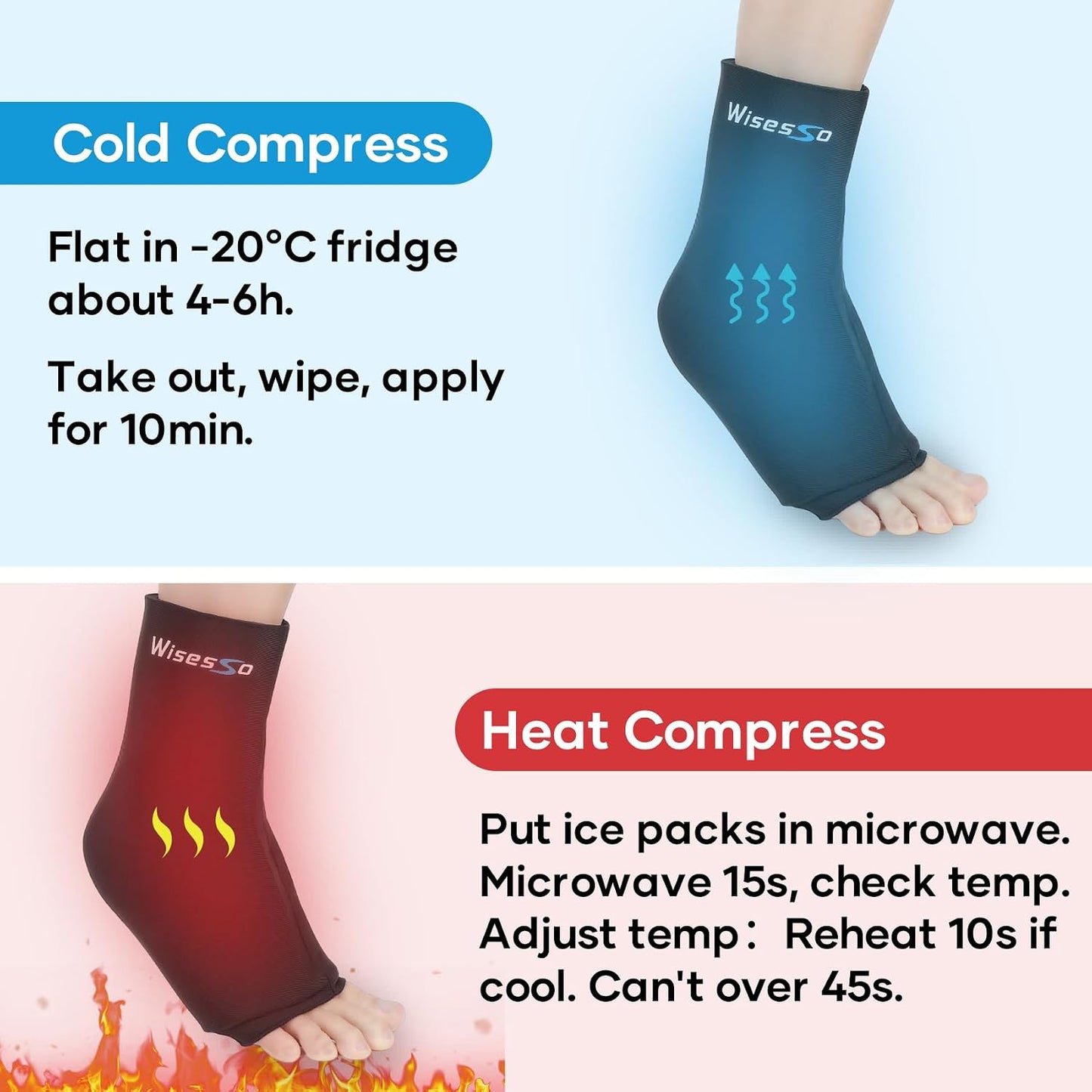 Ankle Ice Pack Wrap, Achilles Tendonitis Brace, Hot & Cold Compress