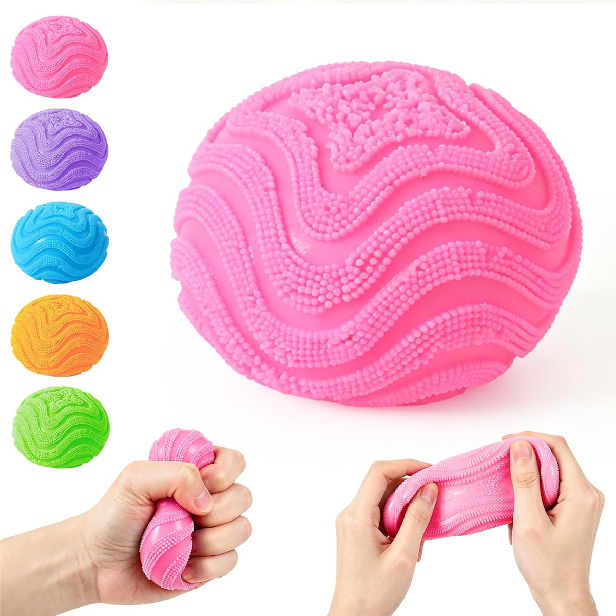 Fuzz Ball, Squishy Stress Ball, Soft Fidget Toy for Anxiety Relief, Fuzz Stress Ball, Sensory Squishy Ball Calming Tactile Grip for Focus & Relaxation (Purple)