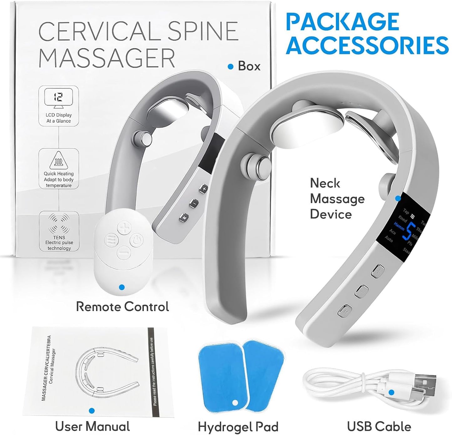 Neck Massager for Pain Relief Deep Tissue,Portable Neck Massager with Heat for Women Men