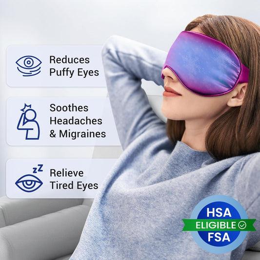Cooling Eye Mask for Puffy Eyes: Fsa Eligible ltems Hsa, Migraines Headache Fast Relief After Surgery Care Cold Compress, Reusable Face Ice Pack Gel for Dark Circles, Gentle Weighted Sleep Mask Purple