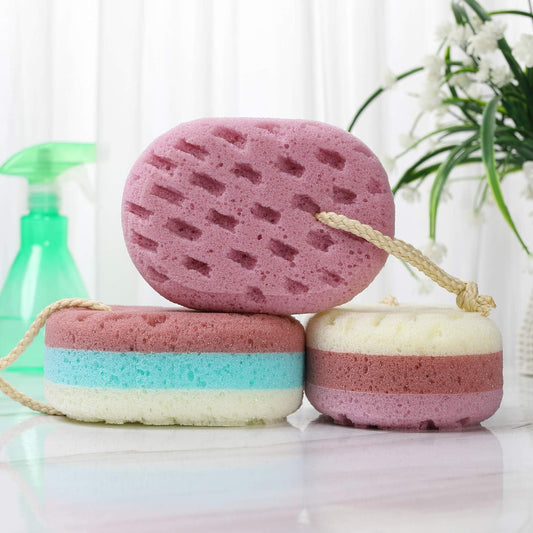 3 Pcs Big Bath Sponge for Women, Men, Sponge Loofah Body Scrubber Shower Sponge for Body Wash Bathroom, 3 Colors & Large Size Bathing Sponge Bathing Accessories(Large Size)