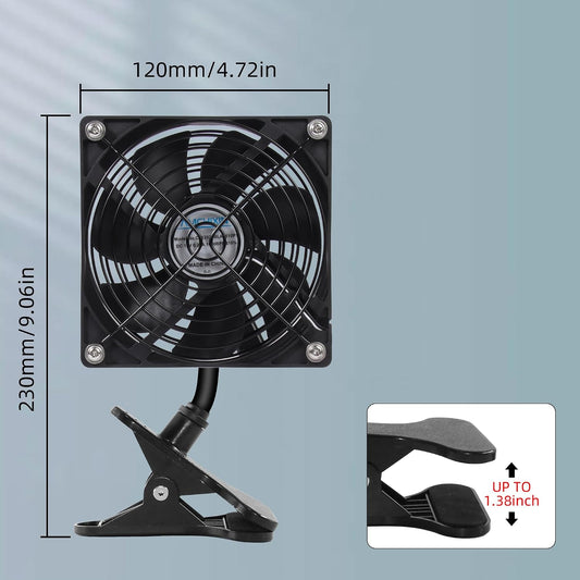 4.72" Small 120mm Clip on Fan with Strong Clamp and On/Off Switch