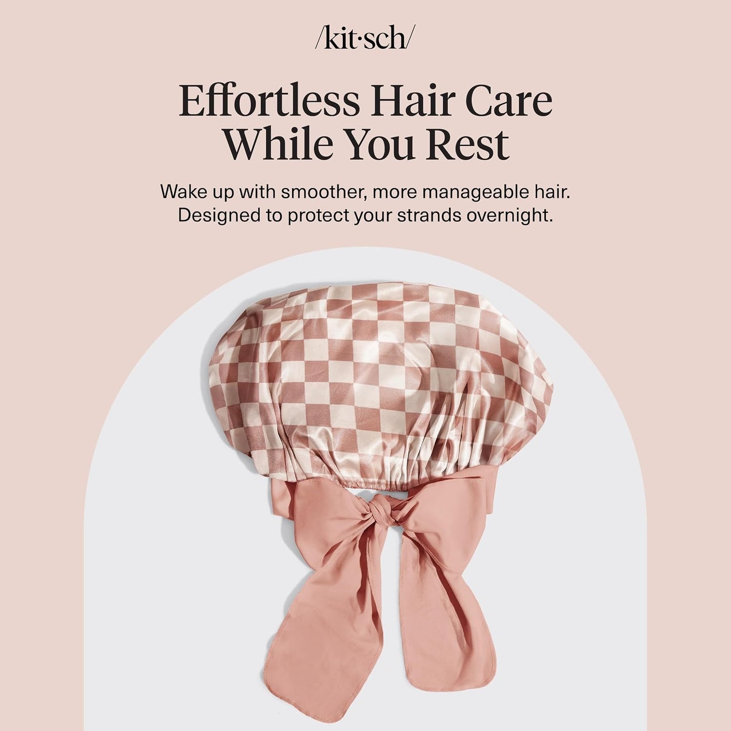 Kitsch XL Satin Bonnet for Sleeping - Softer Than Silk Bonnet For Sleeping Women - Secure Fit, Adjustable, Night Cap For Curly & Textured Hair - Prevents Breakage, Tangles & Thinning - Blush