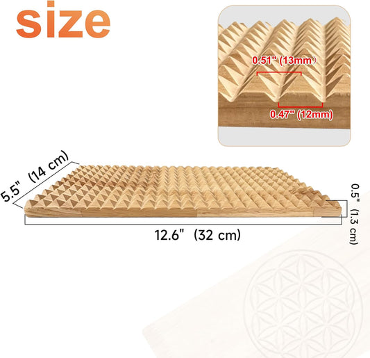 Sadhu Board for Beginners - Pine Wood Nail Boards for Feet, Light Compact Acupuncture Massage Foot Board Acupressure Mat for Yoga and Meditation, 12.6x5.5x0.5 Inches, 1 Pair (2Pcs)