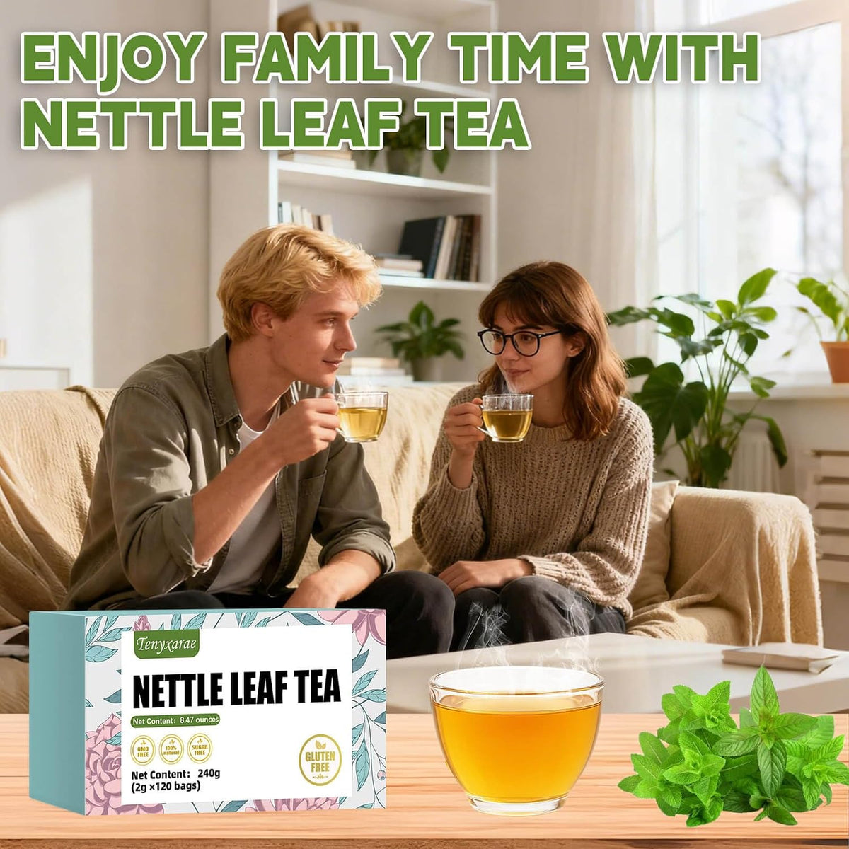Nettle Leaf Tea Bags–120 Tea Bags (2g/Bag), Crafted with 100% Natural Nettle Leaves Caffeine-Free | Sugar-Free | Gluten-Free | Vegan | Eco-Friendly Tea Bags