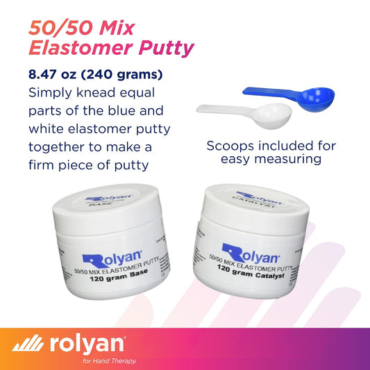 Rolyan 50/50 Mix Elastomer Putty, Non-Latex, Hand Therapy Splints, 8.47 oz