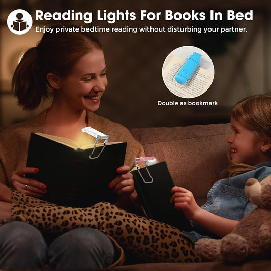 VZZNN 12 Pack Reading Light,Rechargeable Book Light for Reading in Bed,Clip-On Book Lights with 3 Color Temperature,Bulk Gifts for Book Lovers Kids Adults(White)