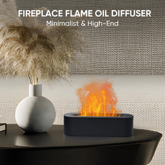 YALEDI Essential Oil Diffuser, Fireplace Flame Fire Oil Diffuser, 150ml Ultrasonic Cool Mist Aromatherapy Humidifier, Scent Aroma Diffuser with 7 Colors Light, Timer & Auto-Off for Home, Room (White)