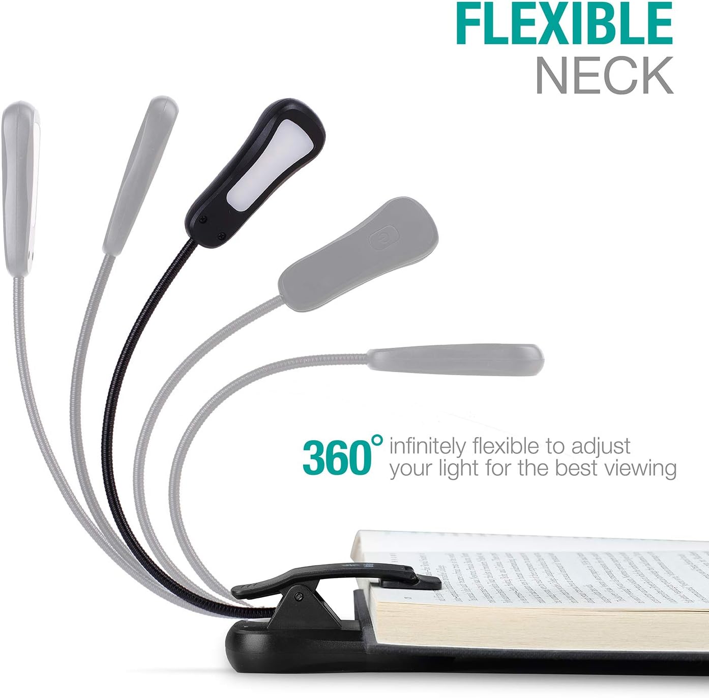 Vekkia/LuminoLite Rechargeable Amber Book Light, Clip on Lights for Reading in Bed, 3 Brightness × 3 Color Temperature, 2.1 oz Lightweight, 70 Hrs Reading, Perfect for Readers & Kids (Black)