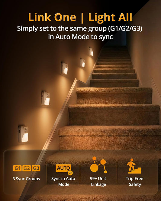 Lyridz Sync Motion Sensor Night Lights with 3-in-1 Charging Dock