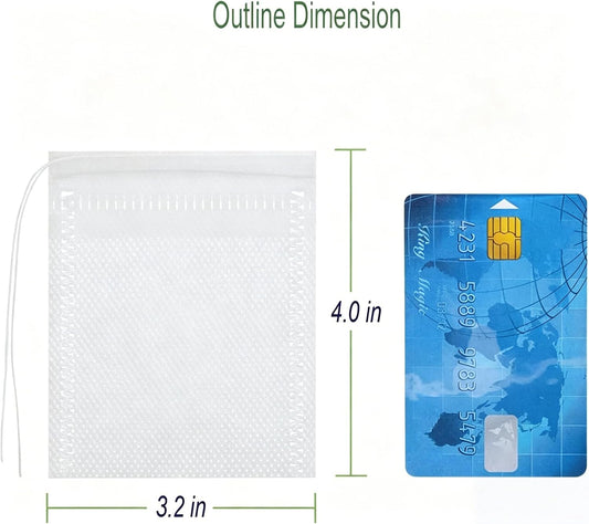 Tea Bags For Loose Leaf Tea 100PCSNon-Woven Fabric Tea Filter, Disposable empty Tea Bags Suitable For Coffee, Spices And Small Tea Bags For Brewing (White, 3.2inch x 4.0inch)
