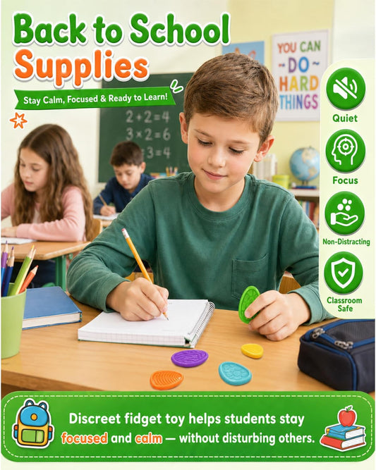 LESONG Fidget Toys Bulk for Kids: 24 Pack Textured Worry Stones