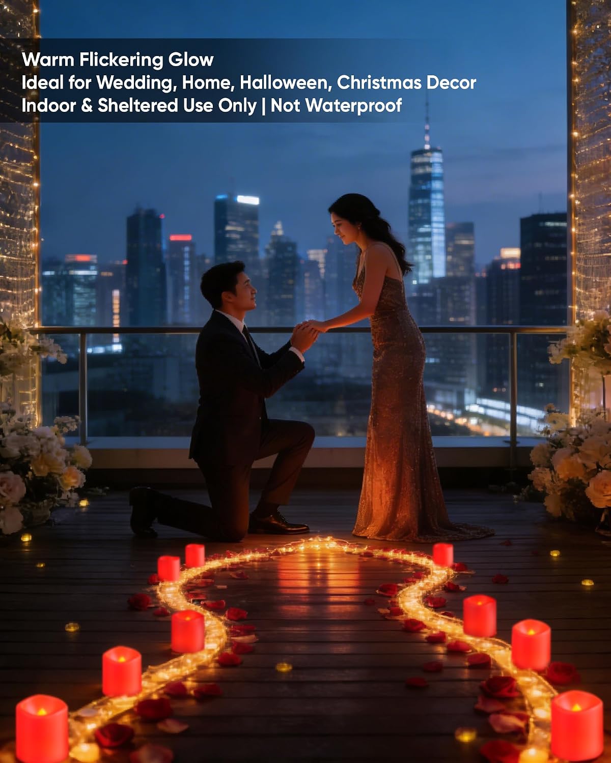 Homemory 24Pack Flickering Flameless Votive Candles for Wedding Decoration, 200+Hour Warm White Battery Operated LED Tealight, Electric Fake Candles for Party, Receptions, Halloween, Christmas