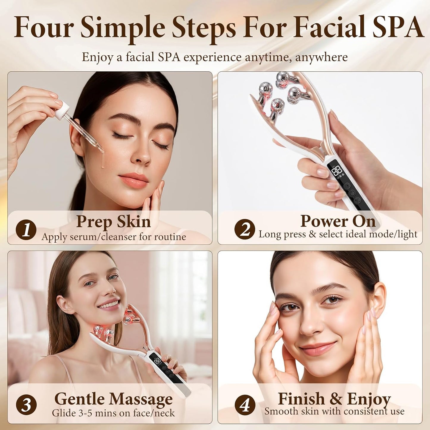 Facial Massager,Face Roller Tmj & Jaw Massager for Lymphatic Drainage,Facial Sculpting Tool with Red Blue Light,Face Contour Massage Tool for Women