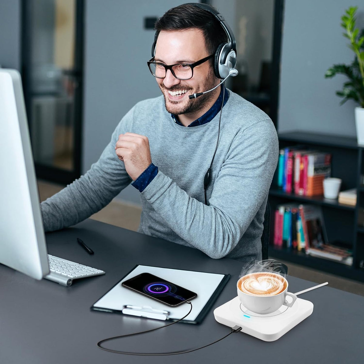 Coffee Mug Warmer, Smart USB Coffee Cup Warmer with Pressure-Induced Auto On/Off, Coffee Accessories for Home Office Desk