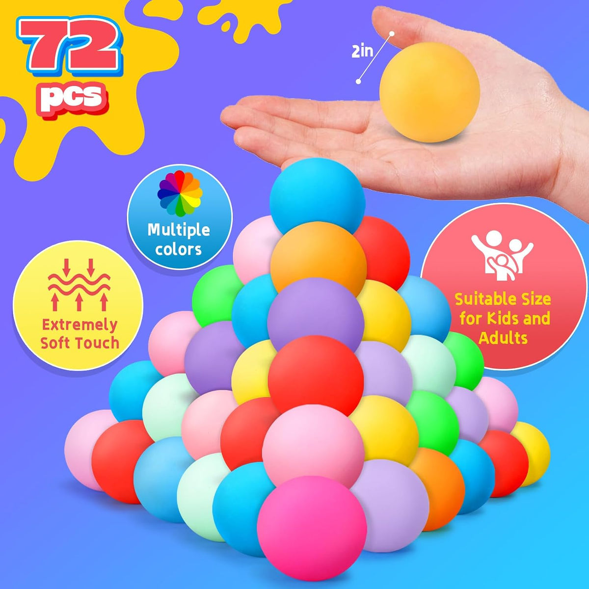 12PCS Color-Changing Stress Balls - Soft, Squeezeable Stress Relief Balls for Relaxation, Ages, Ideal for Parties, Home, Classroom, and Office Use, Slow-Rebound Design, Portable