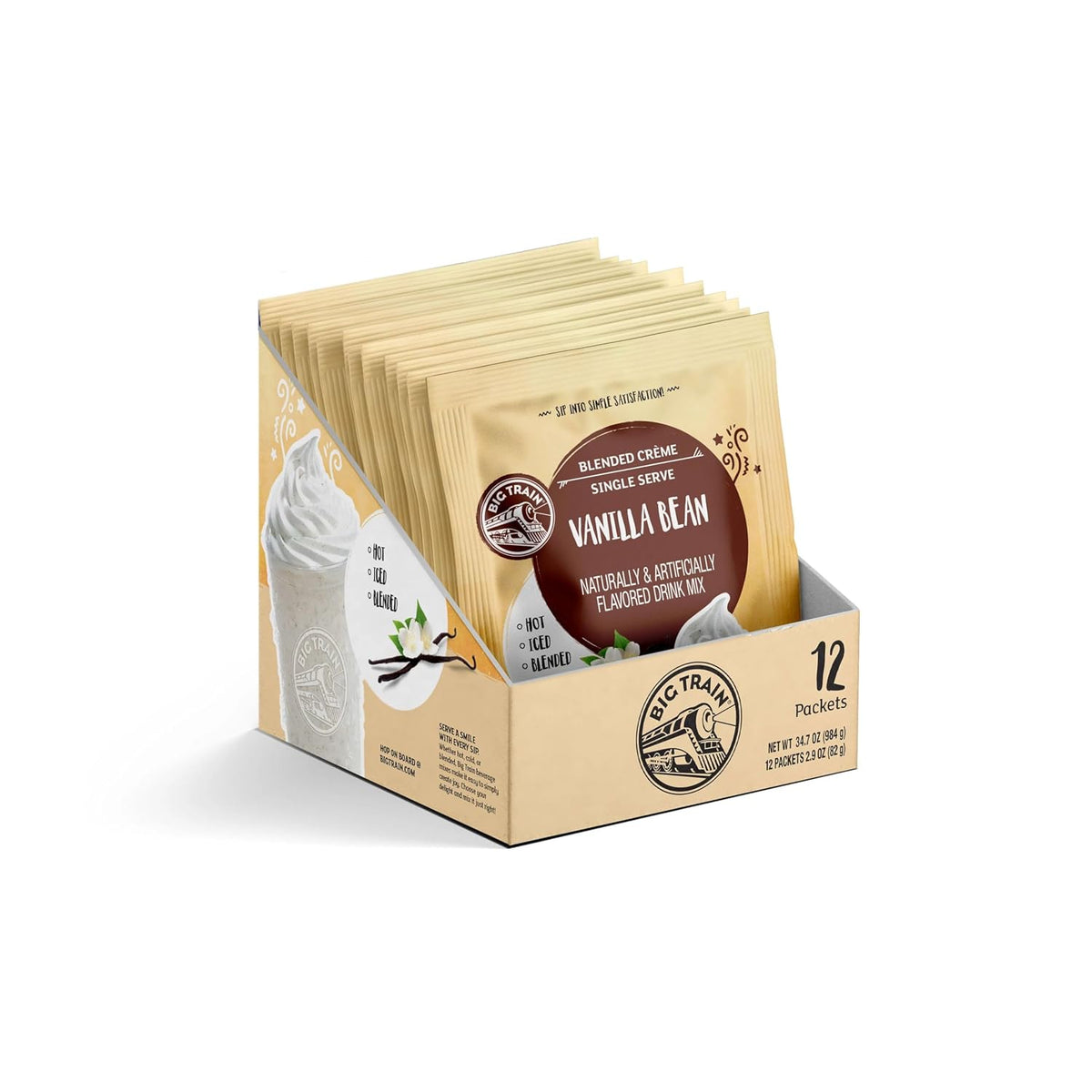 Big Train Spiced Chai Tea Latte Beverage Mix, 2.9 oz Packets (Pack of 12)