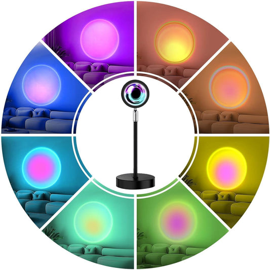 Sunset Lamp Projection, Sunset Night Light Rainbow Projector 180° 16 Color Changing 4 Modes, Vlog, Photography, Decorative, Party Decor, Gift for Women(16 Color) (red) (red)