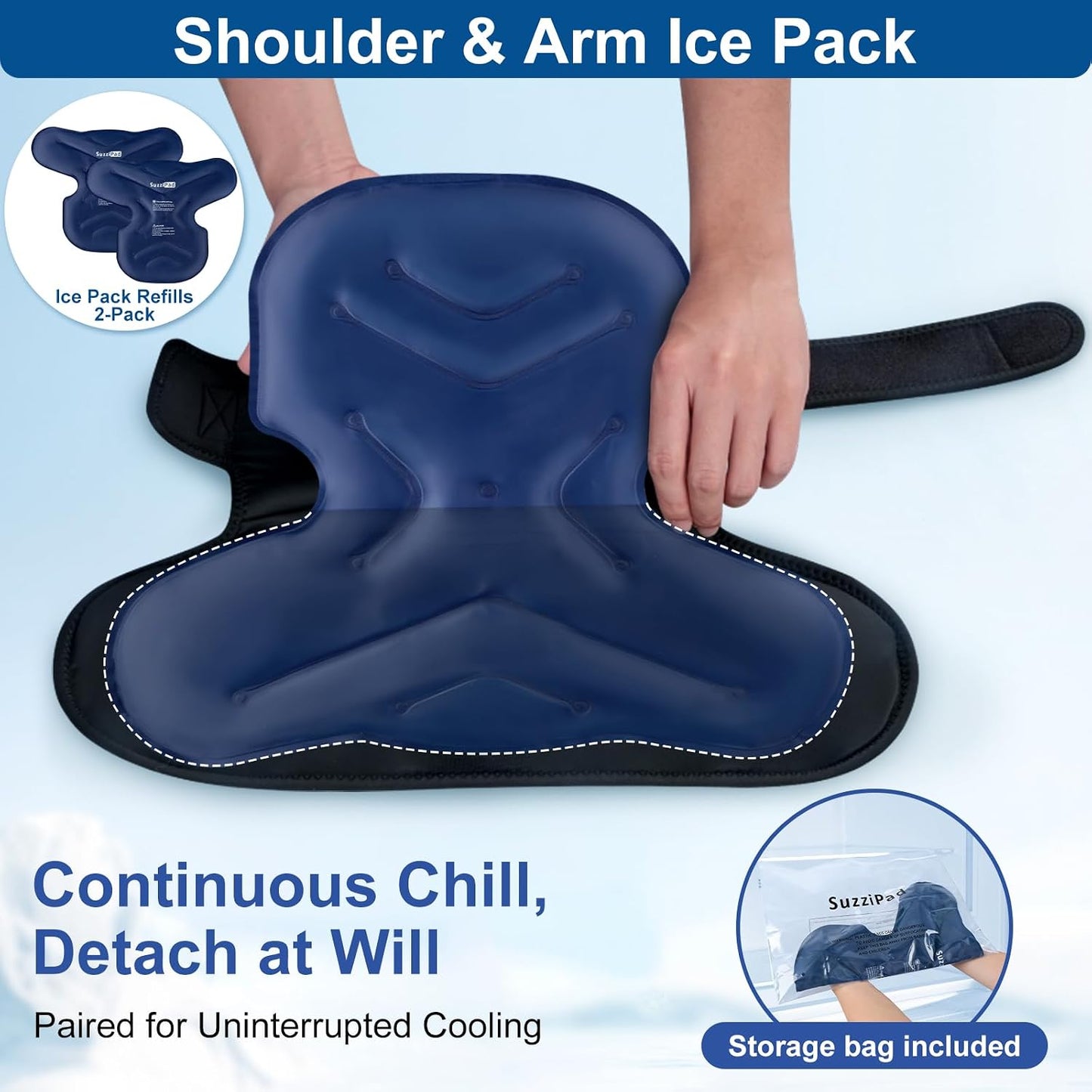 SuzziPad Shoulder Ice Pack Wrap for Rotator Cuff, Baseball Pitchers & Arm