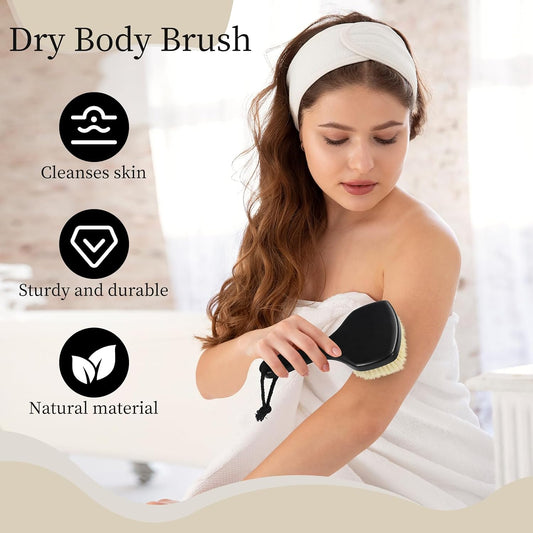 EBETOOL Natural Boar Bristle Dry Brushing Body Brush