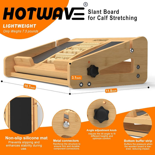 HOTWAVE Slant Board for Calf Stretching with Foot Massage Roller