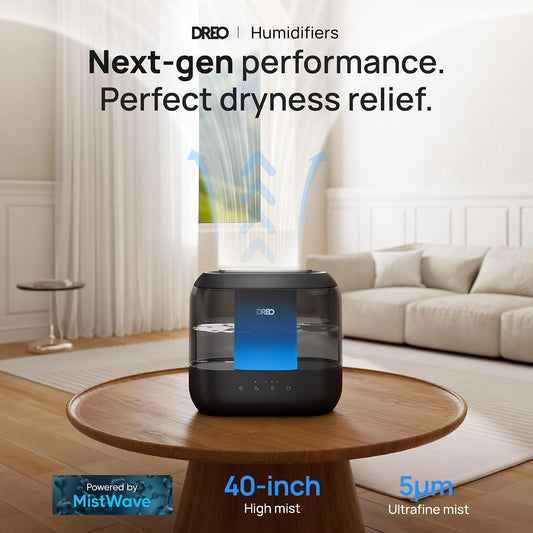 DREO 4L Humidifiers for Bedroom, 36H Runtime, 28 dB Quiet, HM311, Ebony