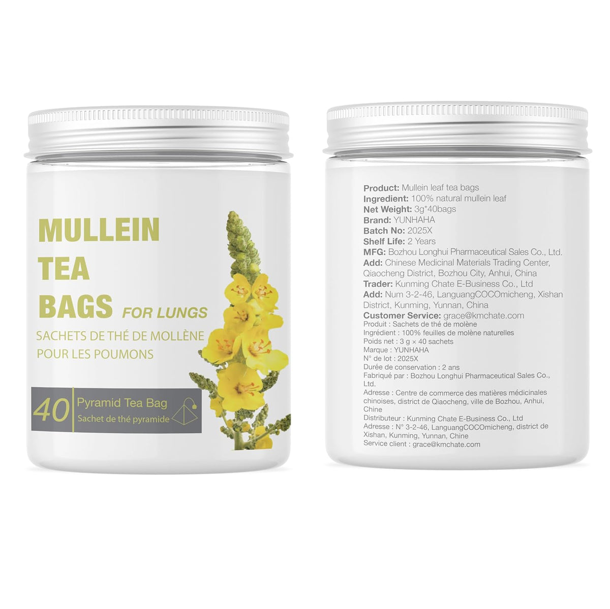 40 Bags Dried Mullein Leaf Tea for Lungs - Lung Detox Cleanse Tea for Smokers - Herbal Mullen Mullien for Breathe Easy - Caffeine-Free