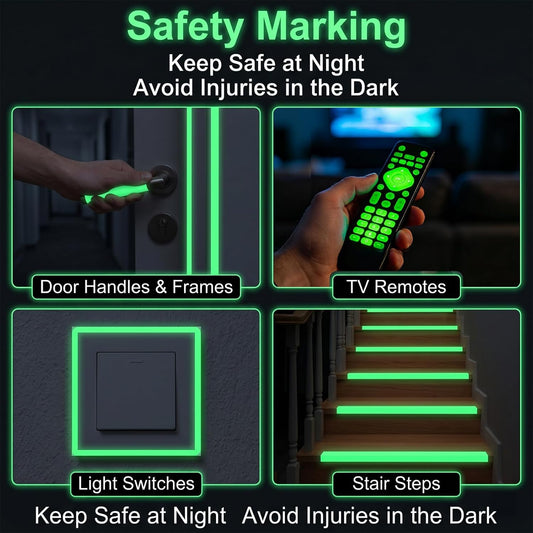 Glow in the Dark Tape 50 Ft X 0.5 Inch, 3 Pack Reflective Stickers for Stairs, Fluorescent Duct Tape for Stage,Walls,Steps and Exit Sign