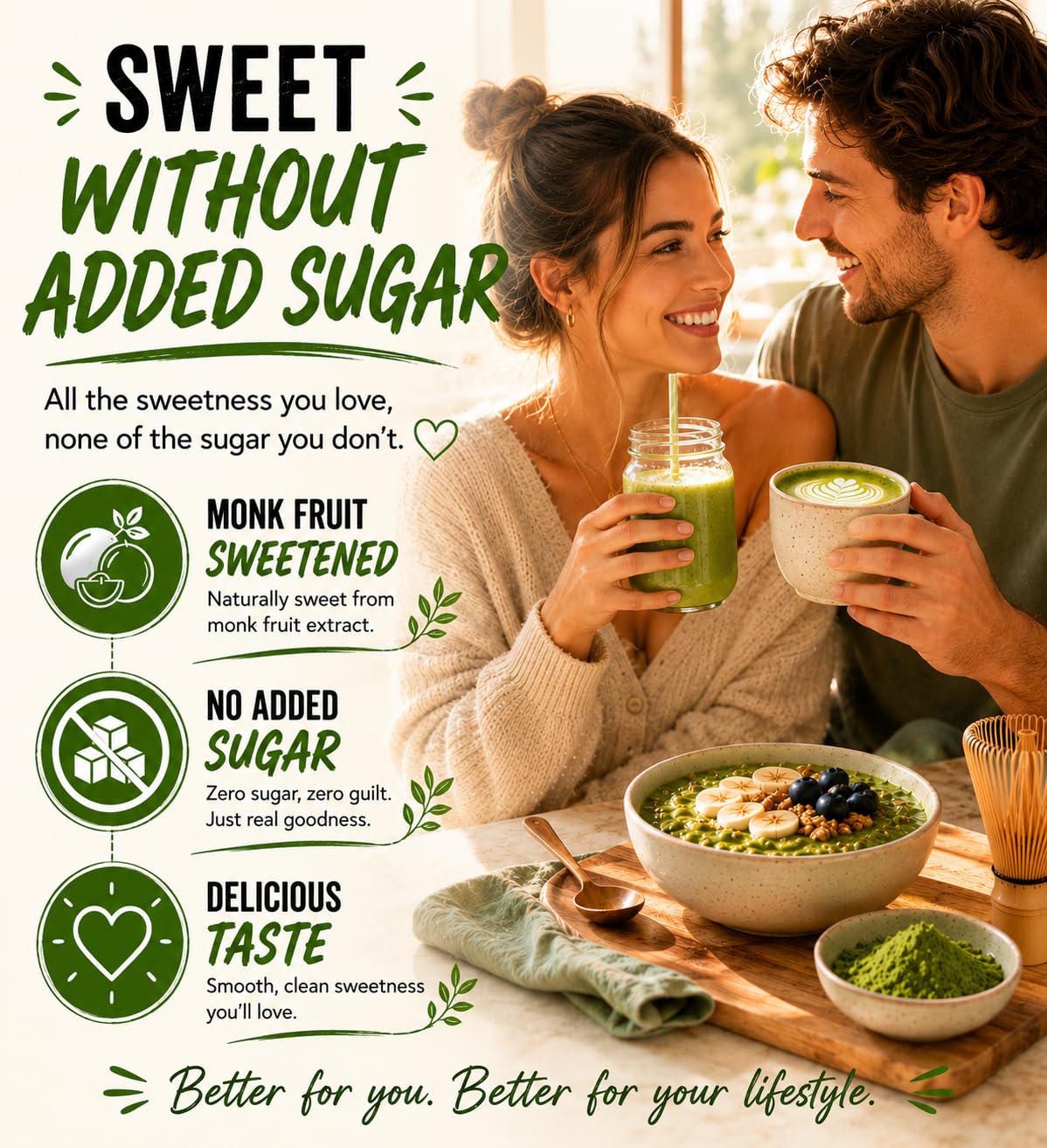 Lakanto Sugar Free Matcha Latte - Green Tea Powder with Shelf Stable Probiotics and Fiber, Sugar Free, Monk Fruit Sweetener, Keto Diet Friendly, Vegan, Detox, Destress, Antioxidants, Authentic (10 Oz)