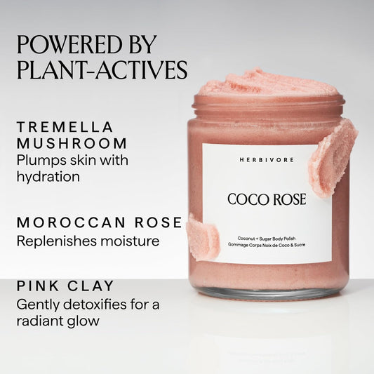 HERBIVORE Coco Rose Body Scrub | Exfoliating, Coconut & Shea, 8 oz