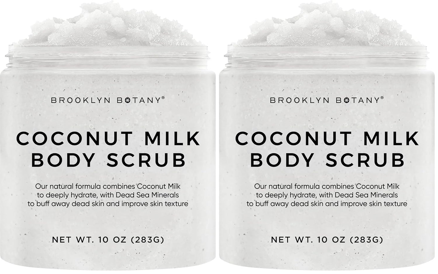 Brooklyn Botany Coconut Milk Body Scrub - Moisturizing and Exfoliating Body, Face, Hand, Foot Scrub - Fights Stretch Marks, Fine Lines, Wrinkles - Great Gifts for Women & Men - 10 oz