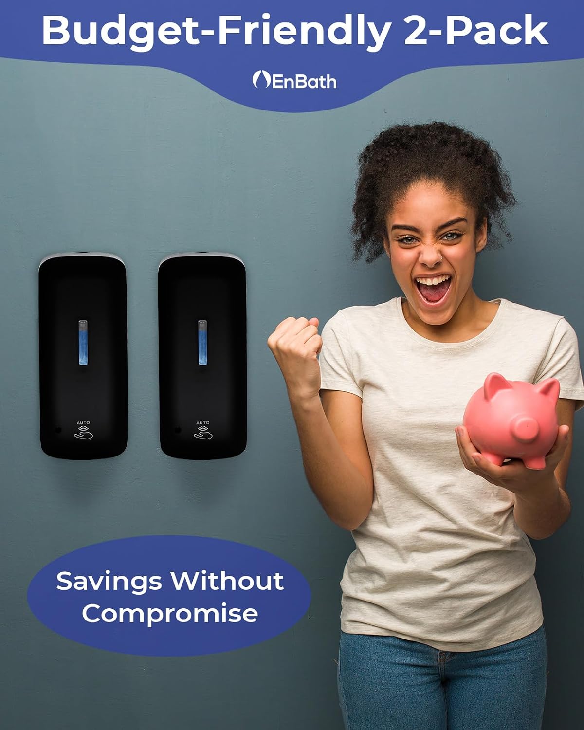 Automatic Soap Dispenser with Extra Large 40 oz. Capacity (Liquid/Gel) - Wall Mounted Hand Soap or Touchless Hand Sanitizer Unit for Commercial or Home Bathrooms - ADA Compliant (Black)