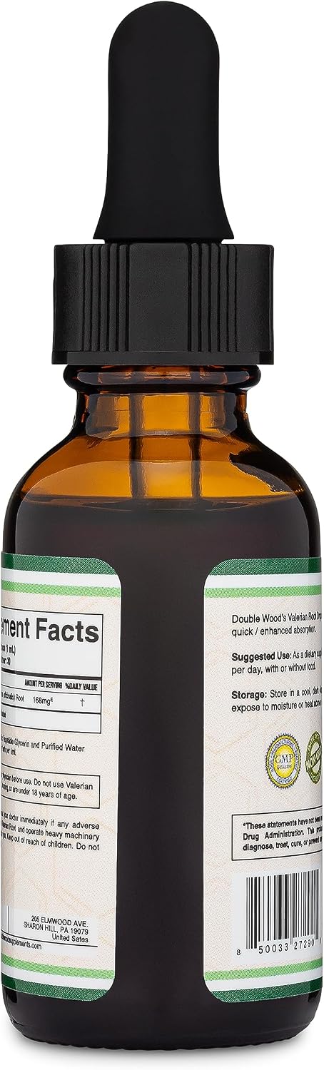 Valerian Root Liquid Drops 168mg, Organic, No Alcohol, Sleep + Calm, 1 oz