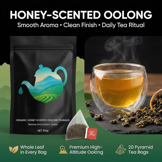 Oolong Tea Bags – Organic Whole Leaf Oolong – 20 Bags (5g Each) – Natural Relaxing Tea for Calm Mind & Healthy Lifestyle – Premium Organic Oolong Tea (1)