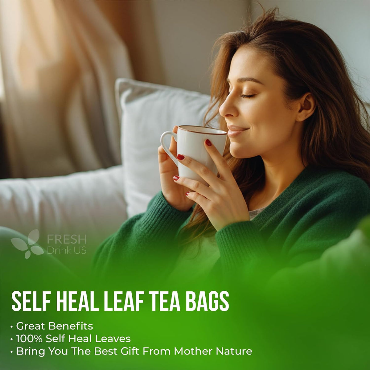 FreshDrinkUS, Premium Self Heal Leaves Tea | 40 Tea Bags | Premium Dried Self Heal Herb for Herbal Tea – Naturally Caffeine-Free, Clean & Convenient Tea Bags. Sugar-Free. Vegan