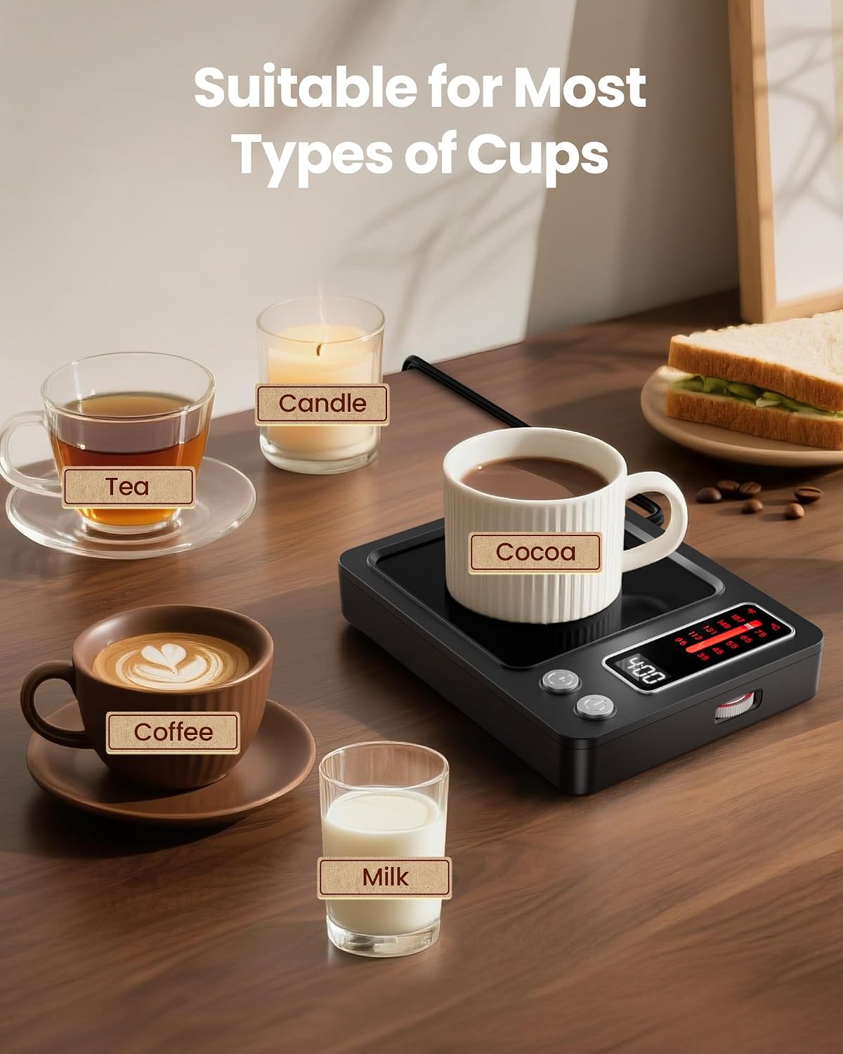Gaiatop Coffee Mug Warmer, Smart Candle Warmer - Wood