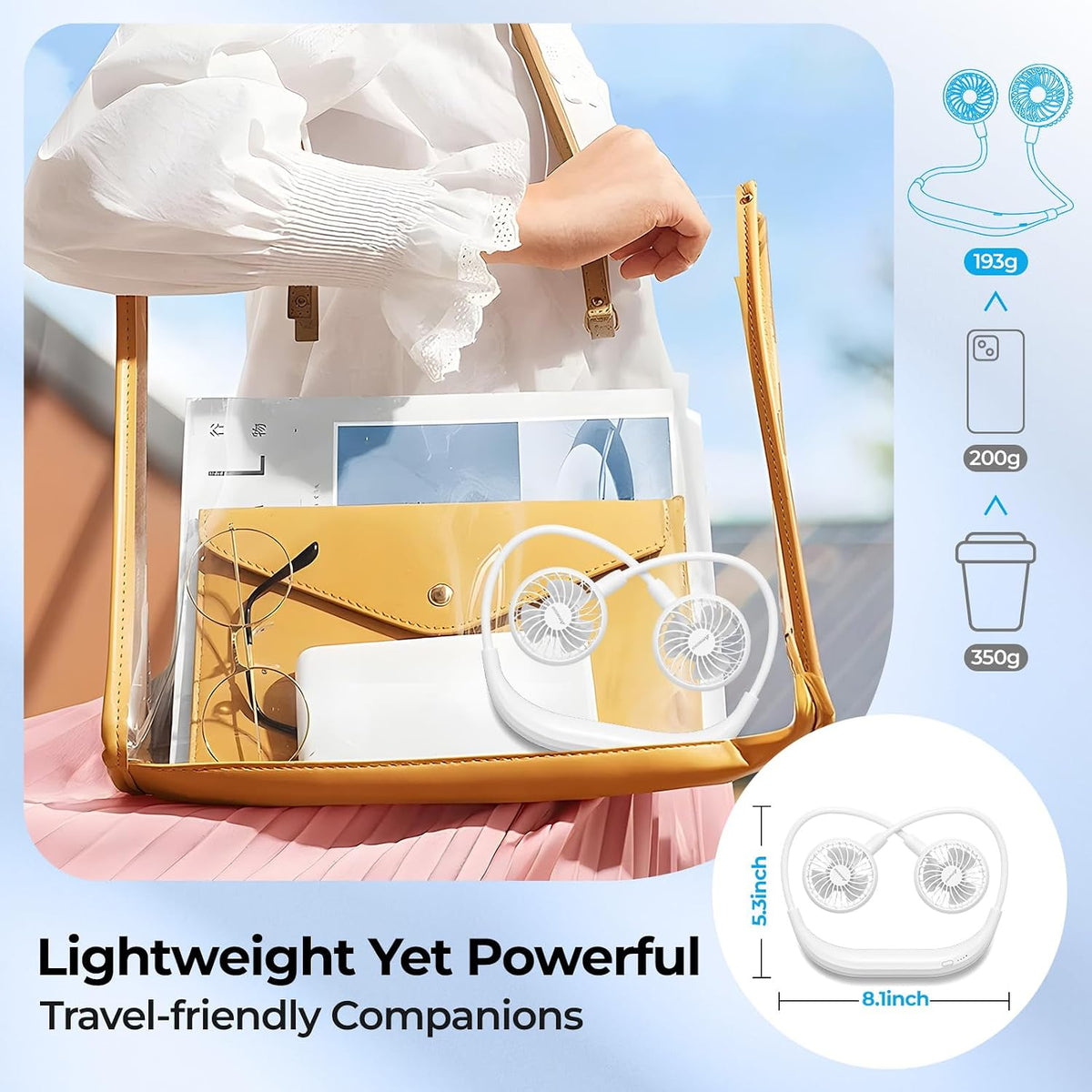 AMACOOL Portable Neck Fan, Lightweight Wearable with Hands-Free Comfort
