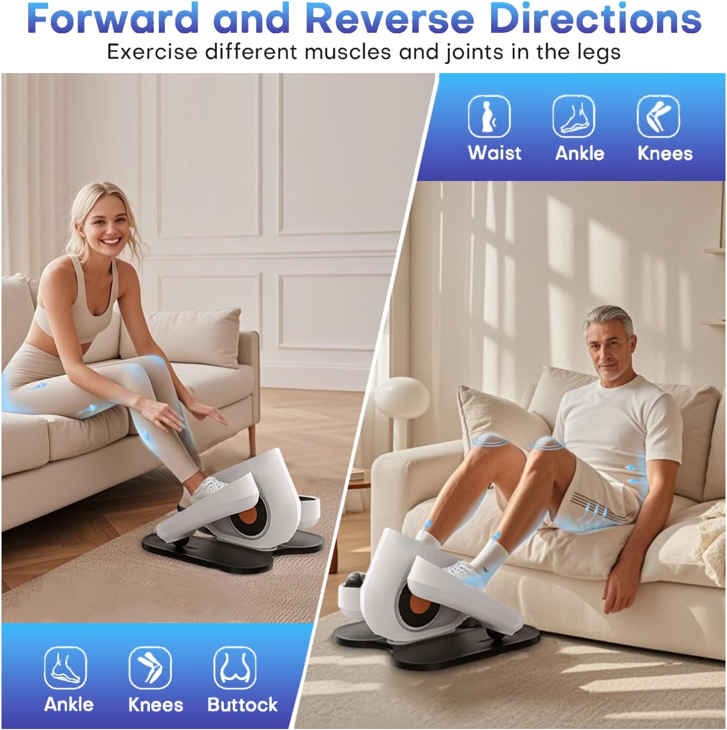 Under Desk Elliptical Machine, Electric Leg Exerciser While Sitting for Seniors with Remote Control, Whisper Quiet Motorized Seated Pedal Exerciser, Home Office Daily Use, No Assembly Required