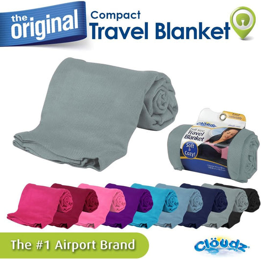 Cloudz Cozy Compact Airplane Travel Blanket for Your Flight, Car, Camping, Home or Comforting Warmth Anywhere! - Charcoal