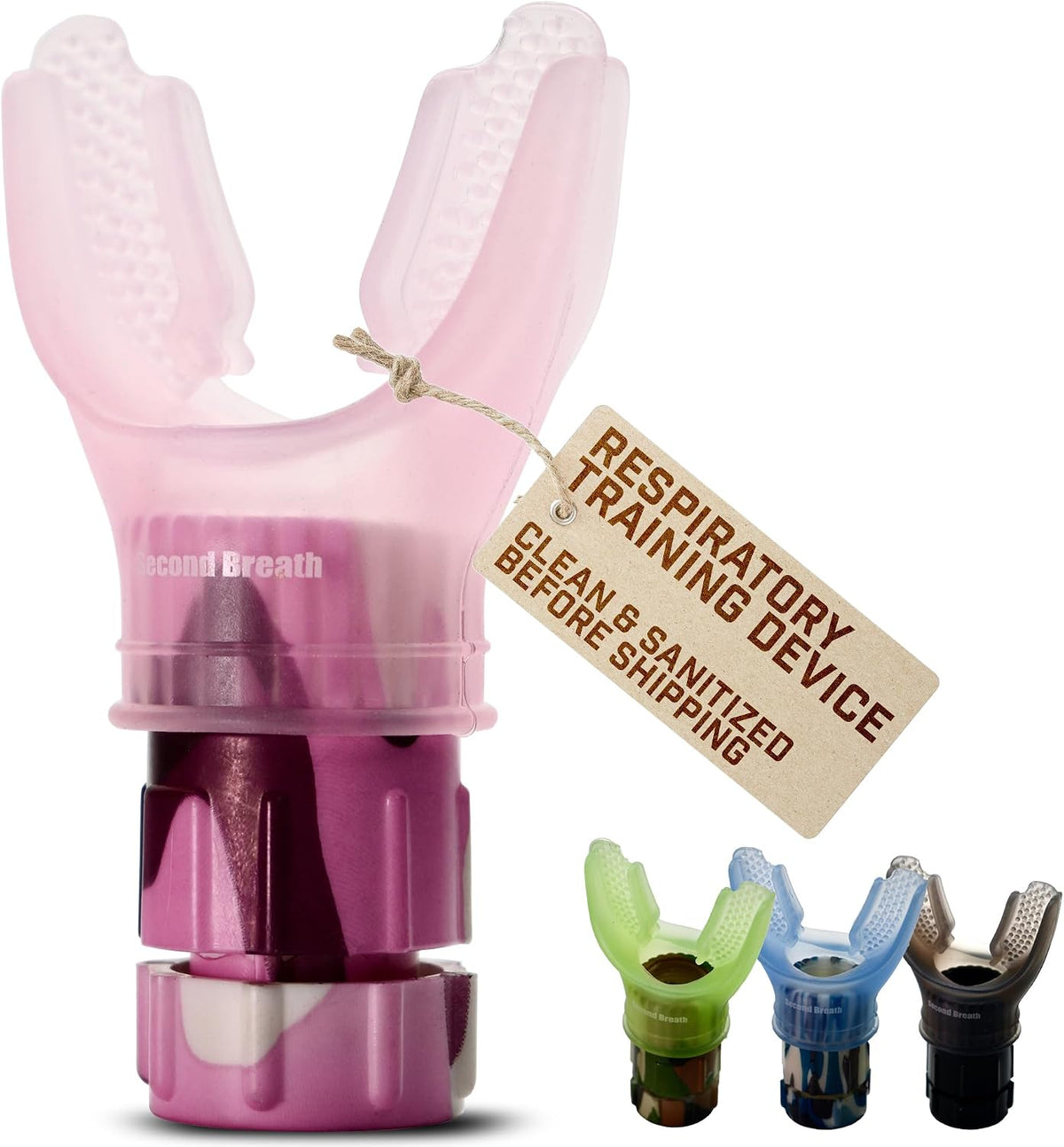 Second Breath Respiratory Trainer | Made with High Grade Silicone | Premium Lung Exerciser in Four Exotic Colors | Breathe Easier with Stronger Lungs | Portable & Easy to Clean (Black)