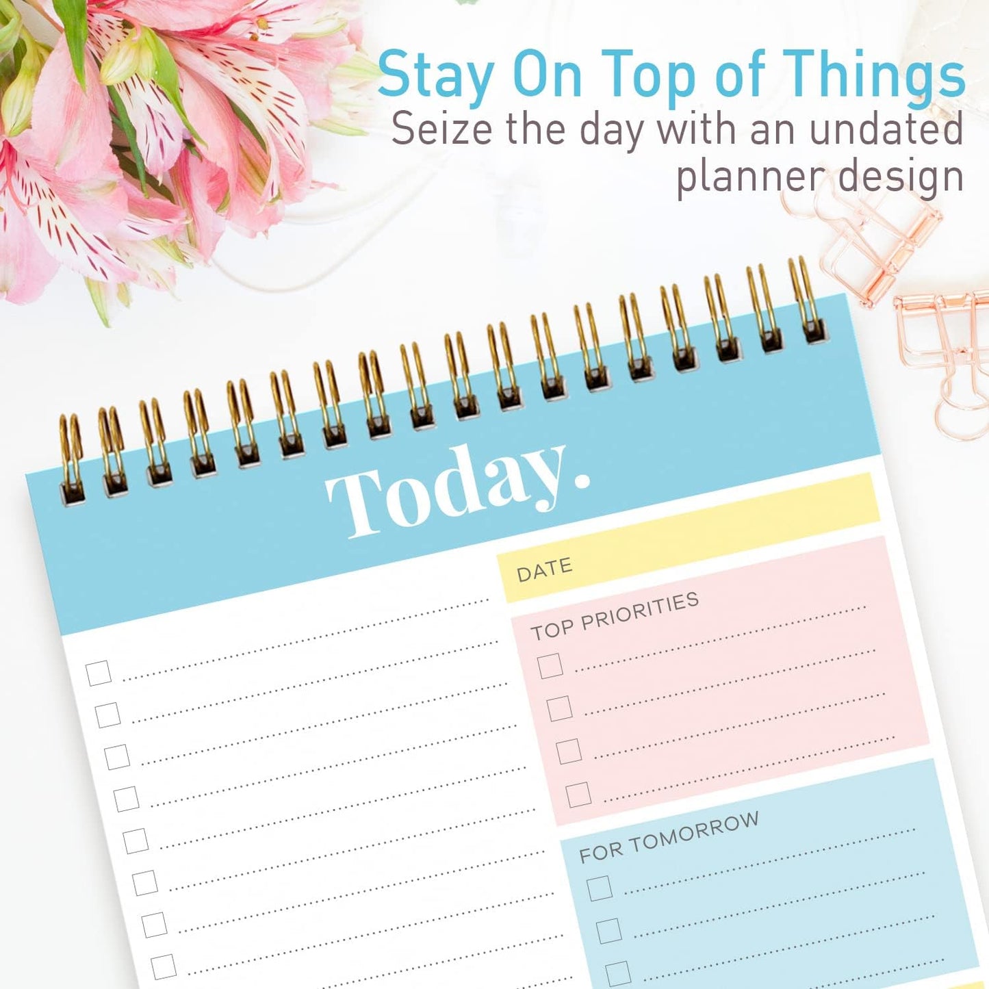 Sweetzer & Orange Daily & Weekly To Do List Notepad – Undated Work Planner & Organizer with Wish List Section, 52-Sheet Coiled Task Pad for Productivity – SET OF 4 To Do List Notebook for Work