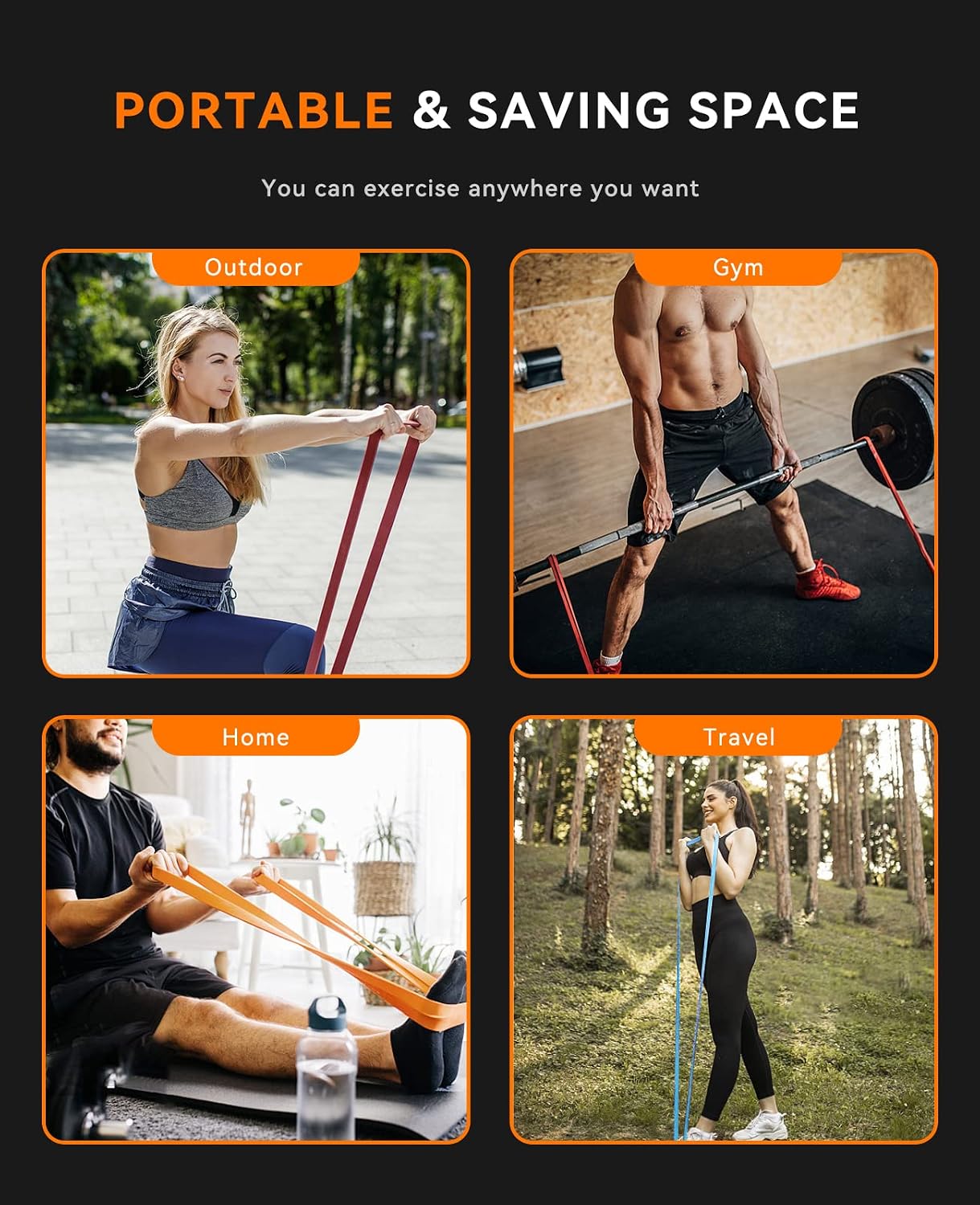 SUNPOW Pull Up Assistance Bands, Set of 5 Heavy Duty Resistance Bands for Men & Women, Natural Latex Exercise Bands for Pull-Up Progression, Home Workout, Strength Training, Mobility & Stretching